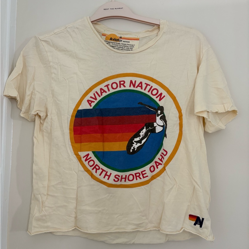 Aviator Nation Off-White Tee North Shore Cropped
